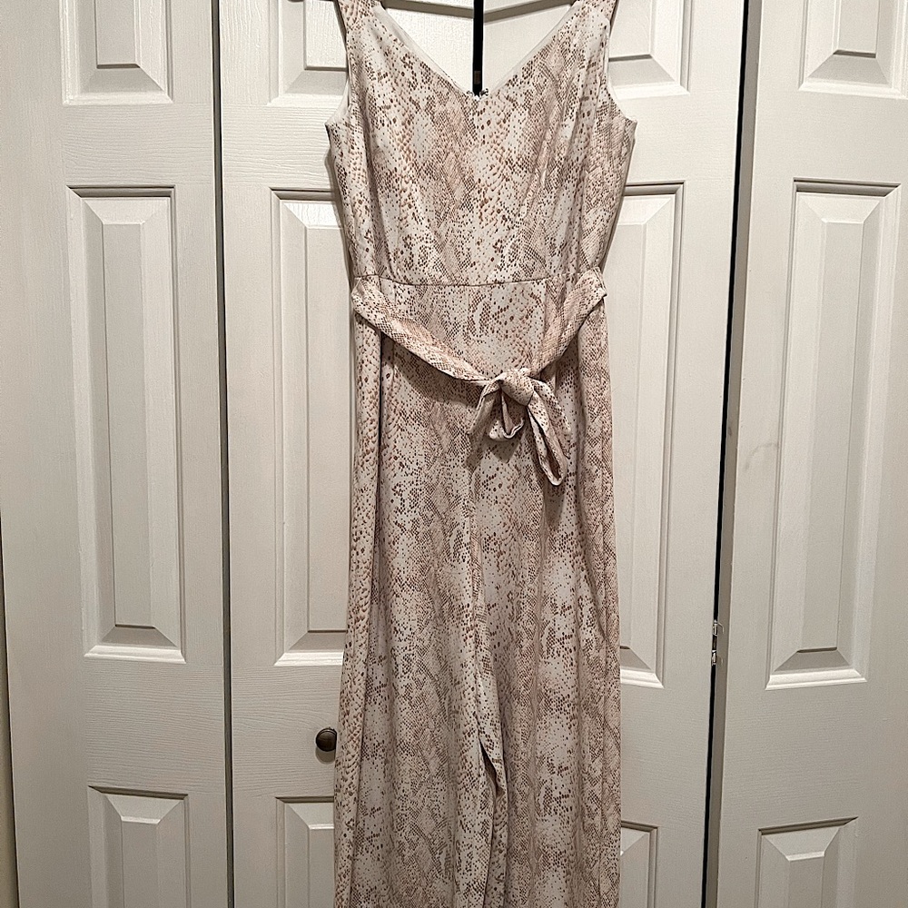 LOFT White Pink Snake Print Jumpsuit (6) - Picture 3 of 7